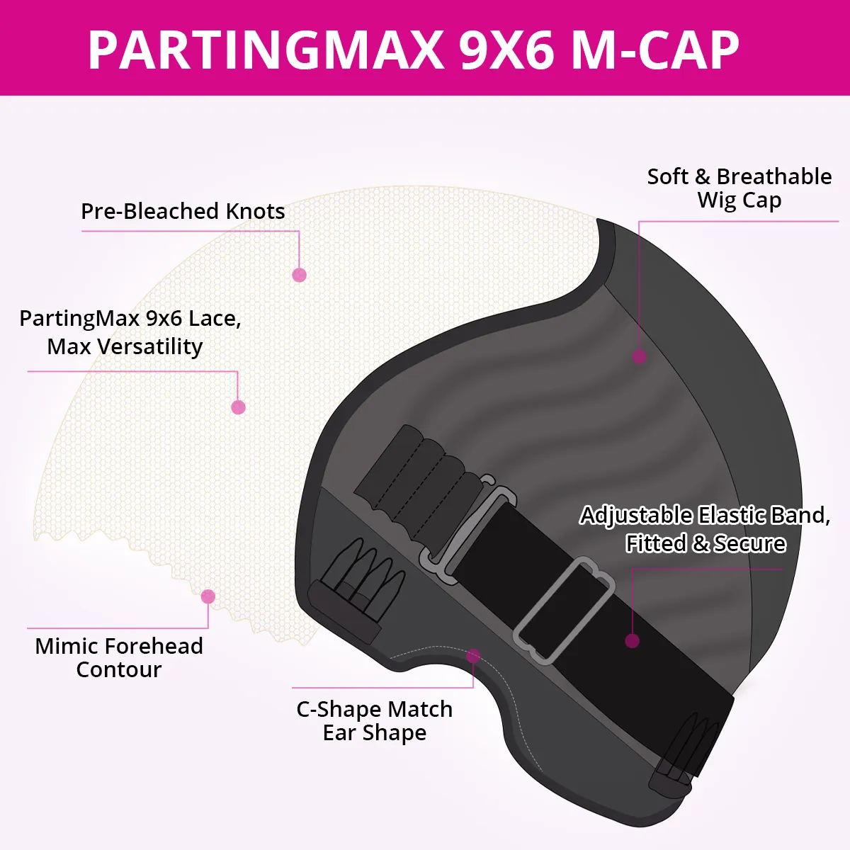 Parting Max 9×6 M-Cap Glueless human hair Wigs