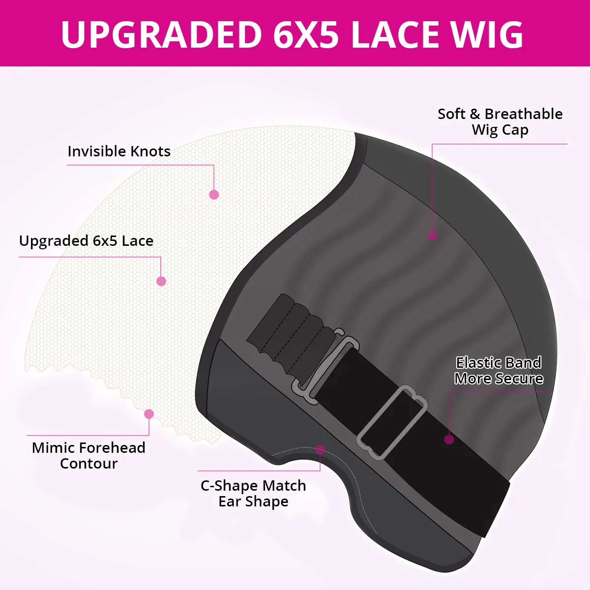 Pre-Cut 6×5 Lace Glueless Wig Body Wave Invisible Knots Natural Hairline