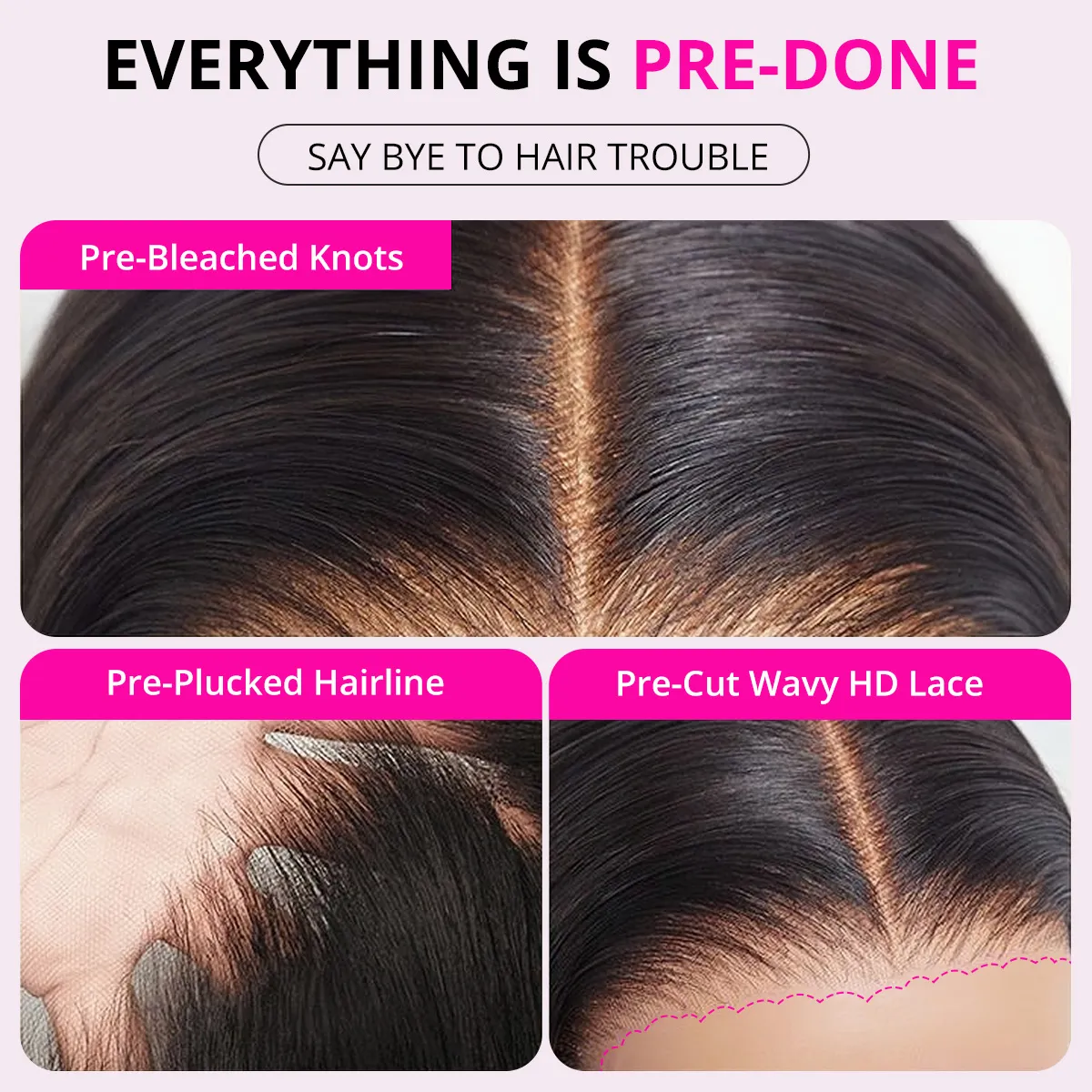 Pre-Cut 6×5 Lace Glueless Wig Body Wave Invisible Knots Natural Hairline