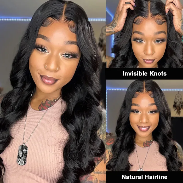 Pre-Cut 6×5 Lace Glueless Wig Body Wave Invisible Knots Natural Hairline