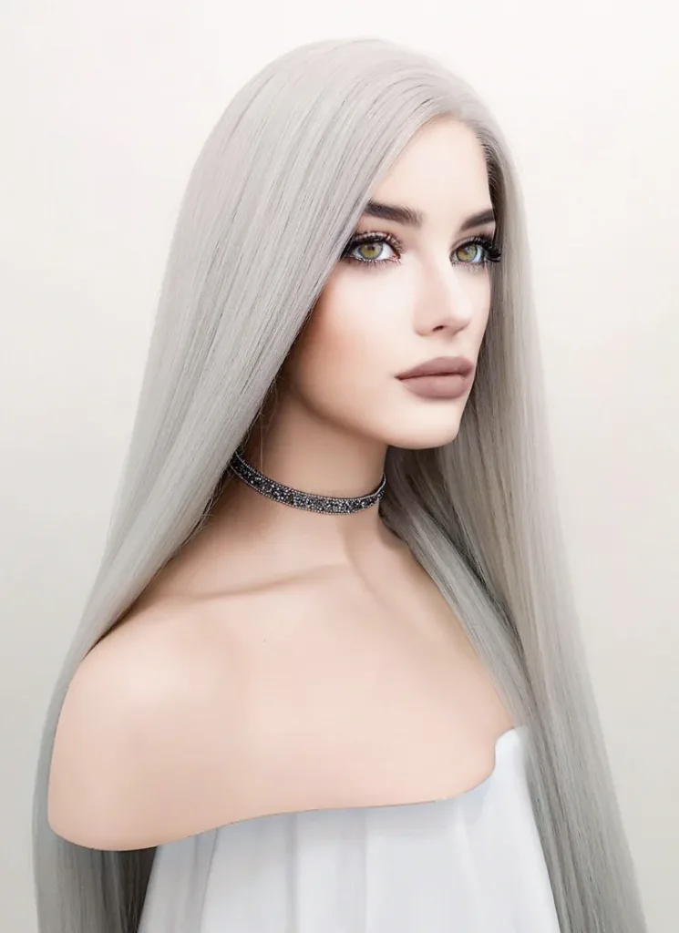 Long and Layered: Silver Wigs for Rectangular Faces