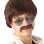 Short Brown Wigs + Mustache