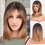 Brown to Blonde curtain bangs