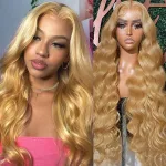 28 Inch Honey Blonde Lace Front Wig Human Hair