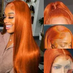 22 Inch Ginger Orange Lace Front Wigs Human Hair