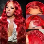 26 Inch Red Human Hair Wigs