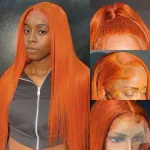 26 Inch Ginger Orange Lace Front Wigs Human Hair