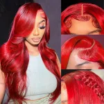 24 Inch Red Human Hair Wigs