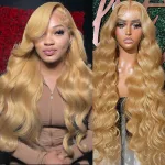 26 Inch Honey Blonde Lace Front Wig Human Hair