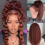 Kinky Straight 13x4 Lace Front Wig 33B Color 22 Inch