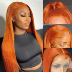 28 Inch Ginger Orange Lace Front Wigs Human Hair