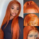 24 Inch Ginger Orange Lace Front Wigs Human Hair