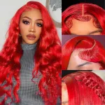 22 Inch Red Human Hair Wigs