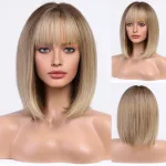 Ombre Ash Blonde blunt bangs