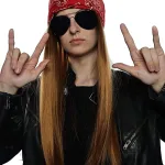 Rocker Costume Wig Set + Bandana + Sunglasses Mens