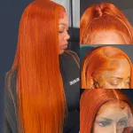 32 Inch Ginger Orange Lace Front Wigs Human Hair