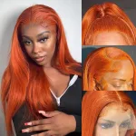 20 Inch Ginger Orange Lace Front Wigs Human Hair