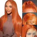 30 Inch Ginger Orange Lace Front Wigs Human Hair