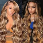 30 Inch Highlight Ombre Body Wave Closure Wig