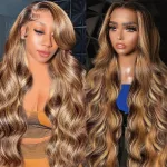 24 Inch Highlight Ombre Body Wave Closure Wig