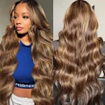 28 Inch Highlight Ombre Body Wave Closure Wig