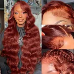 30 Inch Reddish Brown Body Wave Lace Front Wigs Human Hair