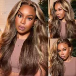 Kinky Straight Honey Blond 13X4 Lace Wig 24 Inch