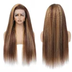 28 Inch Highlight Ombre Kinky Straight Wig