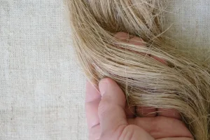 Close-up of hybrid wig fibers