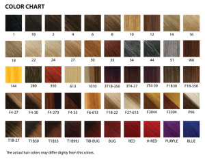 Swatches of different wig colors