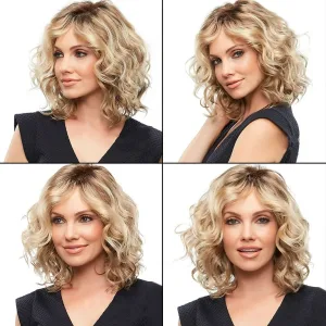 Woman with shoulder-length wavy wig