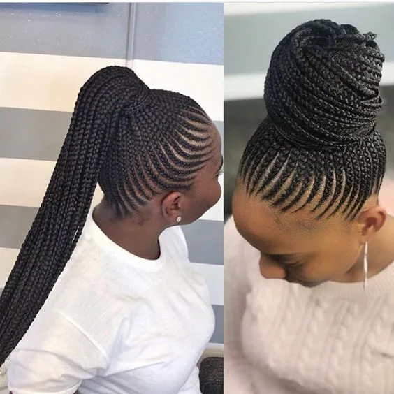 Cornrows with a High Ponytail