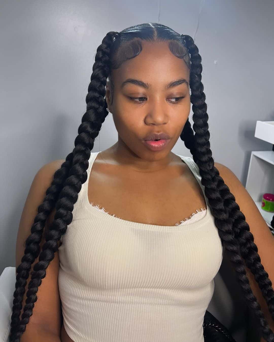 2 braids black girl