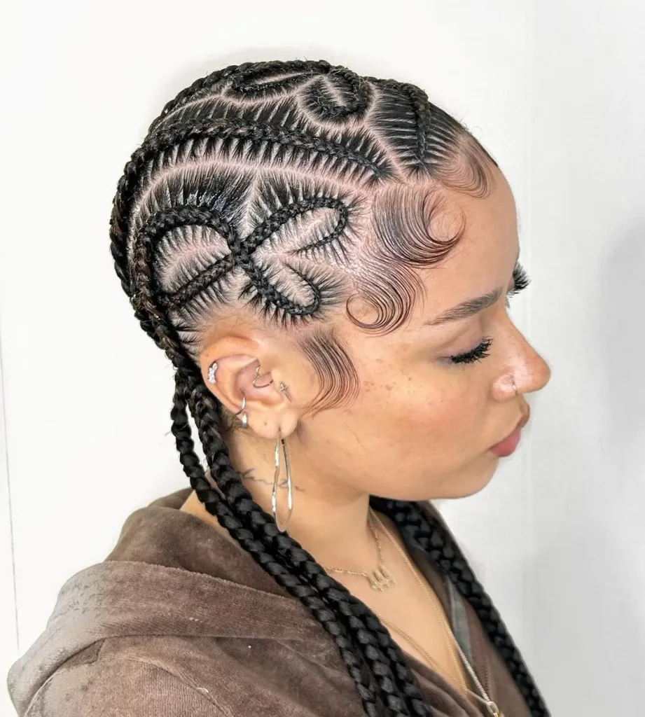 Side Lemonade Braids with Criss-Cross Patterns