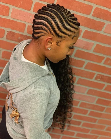 Side Lemonade Braids with Spiral Curls