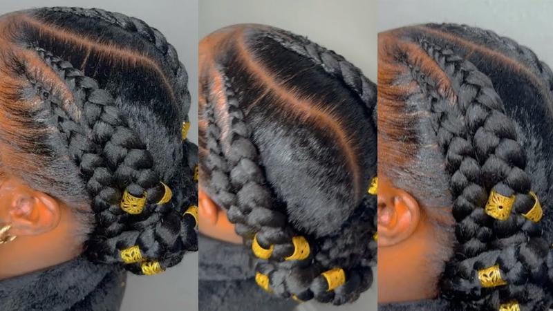 2 braids black girl