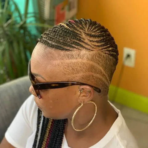 Side Lemonade Braids with Shaved Sides