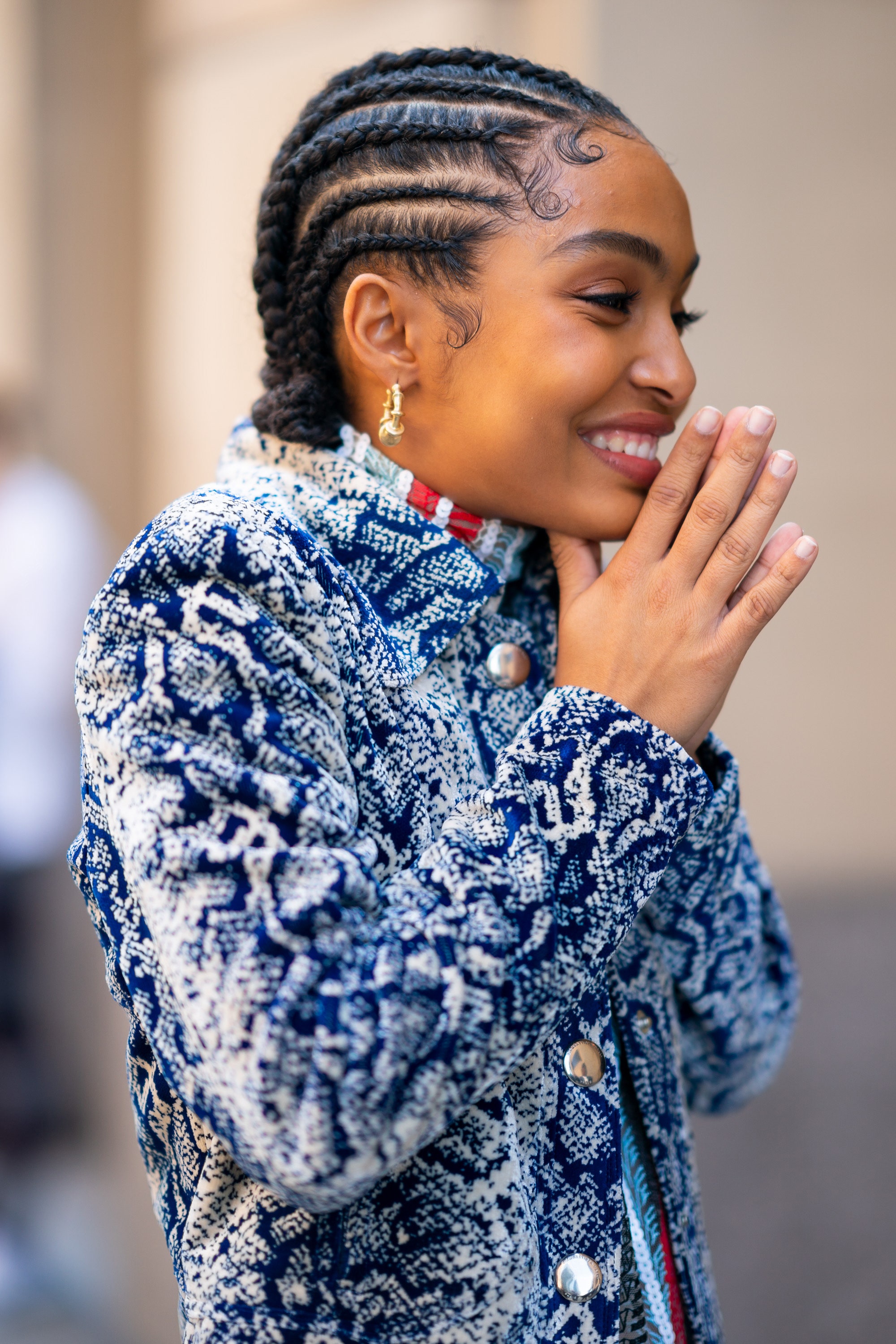 Goddess braids with intricate pattern