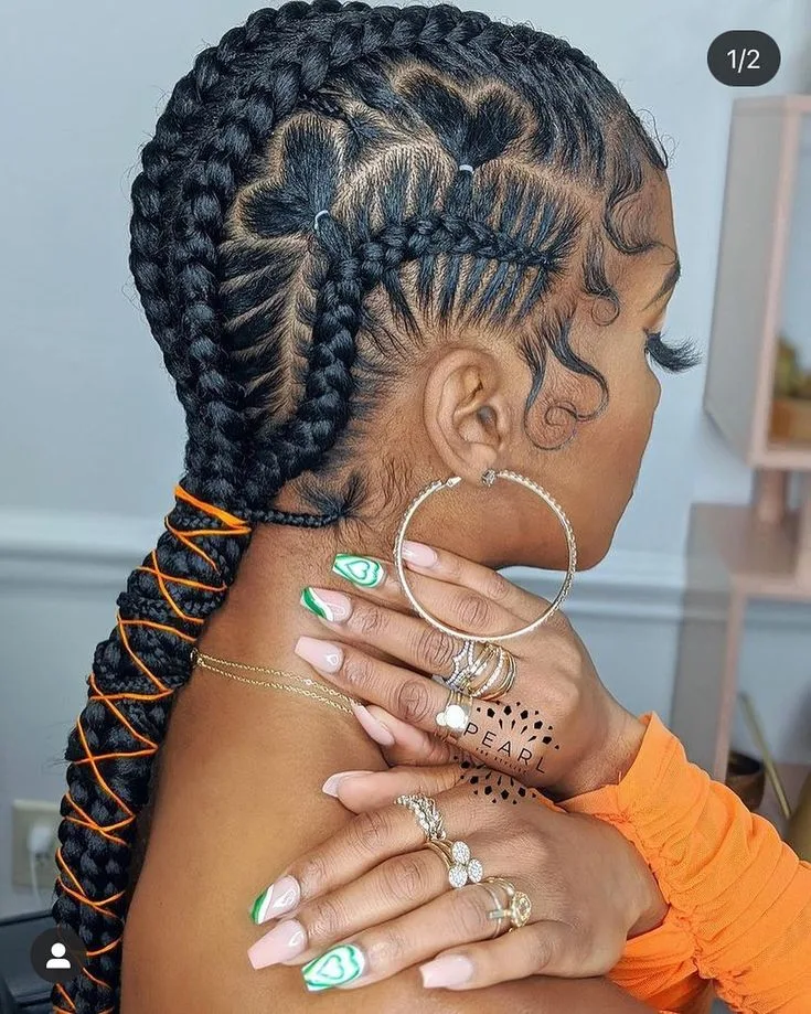 Cornrow Braids with Gold Threads