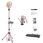 Rose Golden wig stand with foot panel