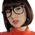 Velma Brown Bob Wig + Black Glasses