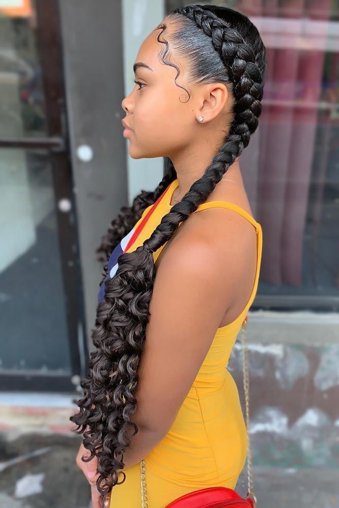 Goddess braids with curly ends