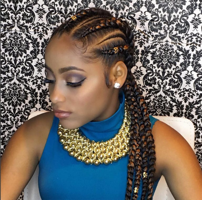 Goddess braids with curls