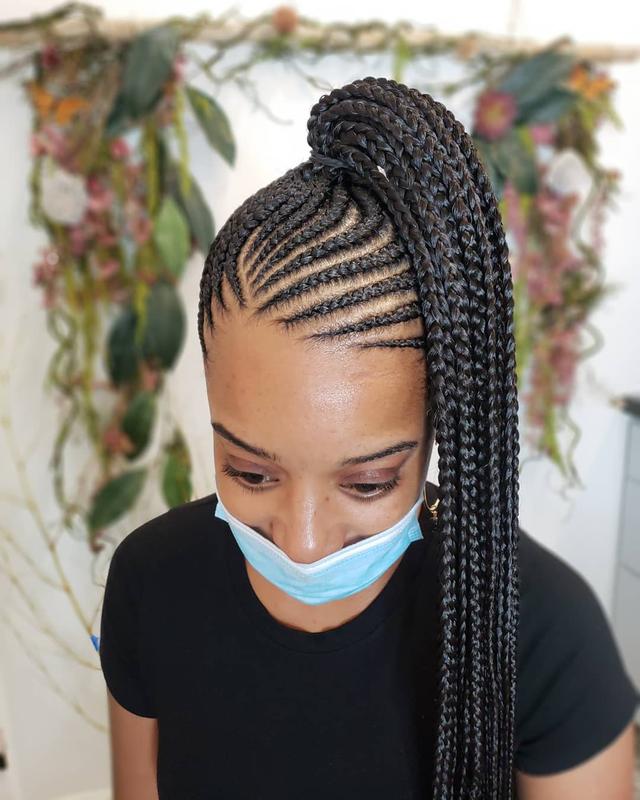 Cornrow Braids with High Ponytail