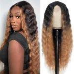 30 Inch Black Wig with Mix Blonde Highlights