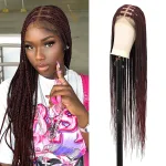 Burgundy-36 lnch 13x8 HD Lace Box Braids-36 lnch