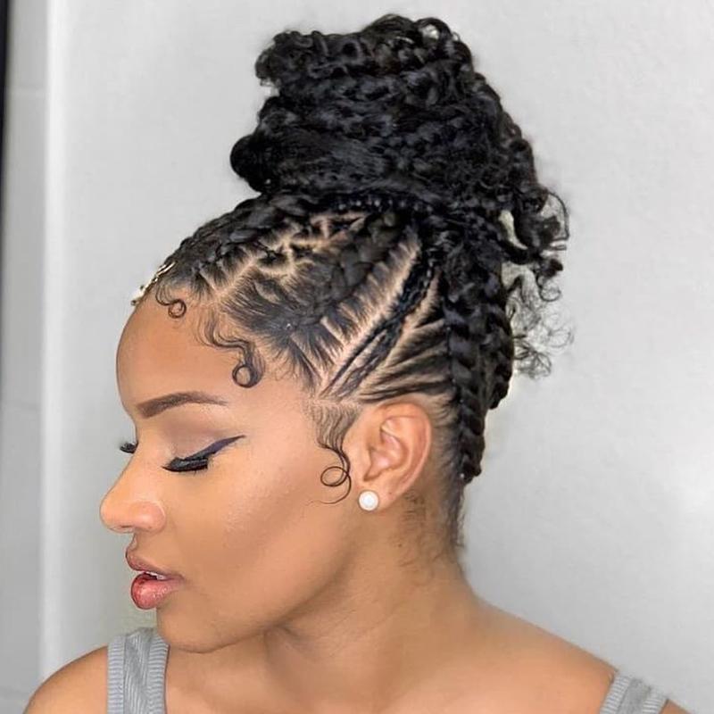 Goddess braids updo