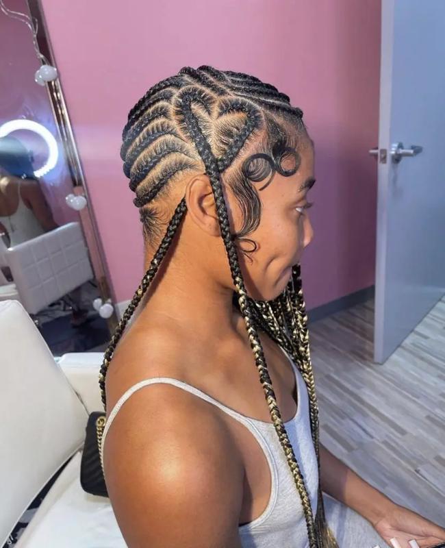 Cornrow Braids with Heart Design