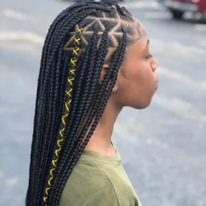 Cornrow Braids with Gold Threads