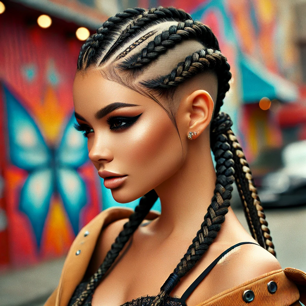 Butterfly Braids with Shaved Sides